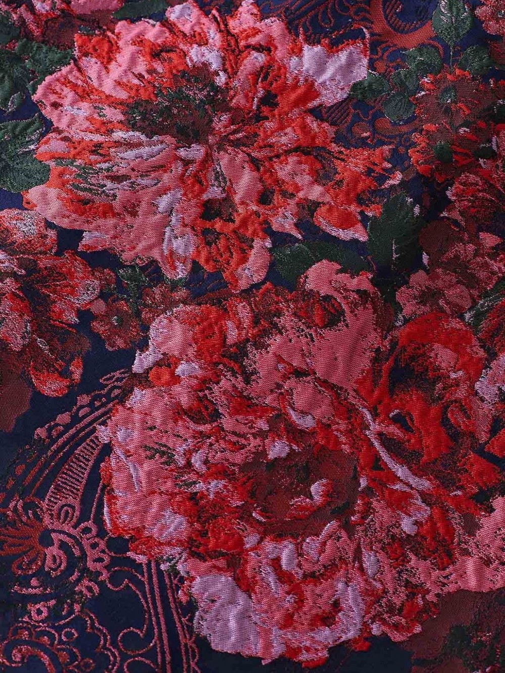 Chicwish Navy Bewitching Peony Jacquard Floral Flare A-line Midi Skirt L - Picture 4 of 7